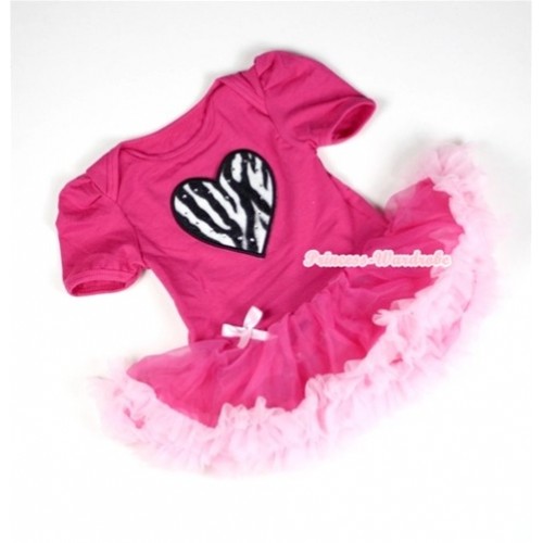 Hot Pink Baby Jumpsuit Hot Light Pink Pettiskirt with Zebra Heart Print JS031 