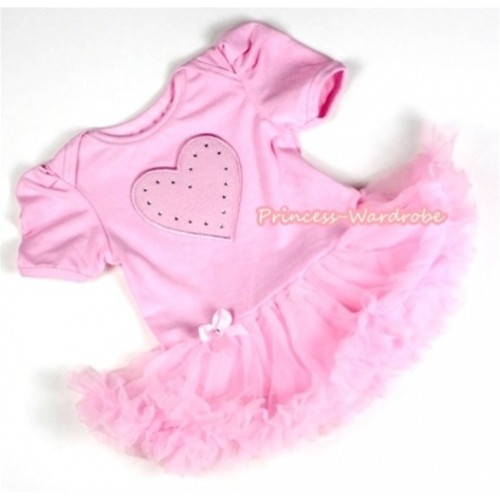 Light Pink Baby Jumpsuit Light Pink Pettiskirt with Light Pink Heart Print JS058 