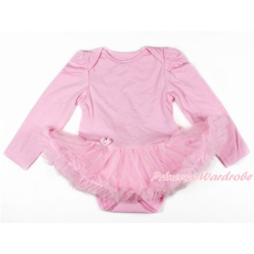 Light Pink Long Sleeve Baby Bodysuit Jumpsuit  Light Pink Pettiskirt JS2594 