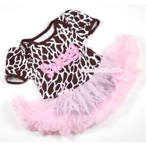 Giraffe Baby Jumpsuit Light Pink Pettiskirt with Sweet Print JS145 