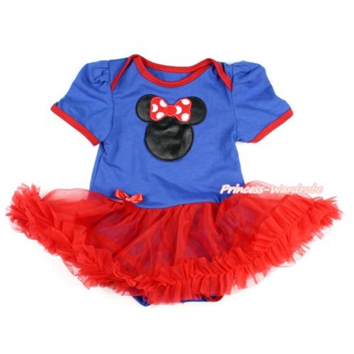 Royal Blue Baby Bodysuit Jumpsuit Red Pettiskirt with Minnie Print JS2803 