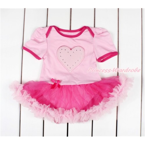 Light Pink Baby Bodysuit Jumpsuit Hot Light Pink Pettiskirt with Light Pink Heart Print JS2820 