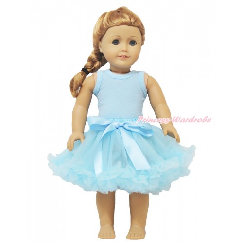 Light Blue Tank Top & Light Blue Pettiskirt American Girl Doll Outfit DO014