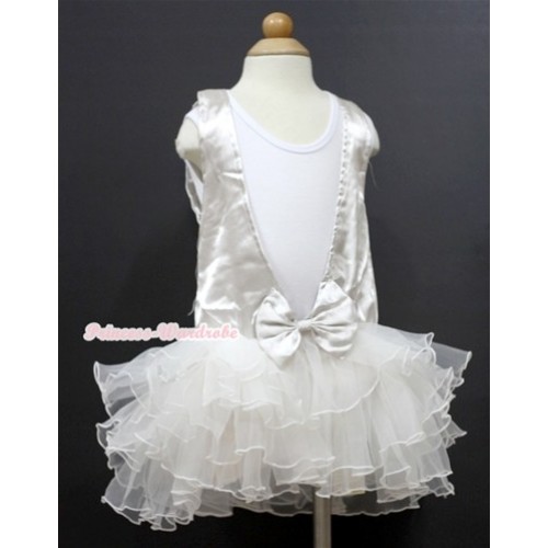 Plain Style White Tank Top With White Lace See Through Multi-layer Party Dress PD038 